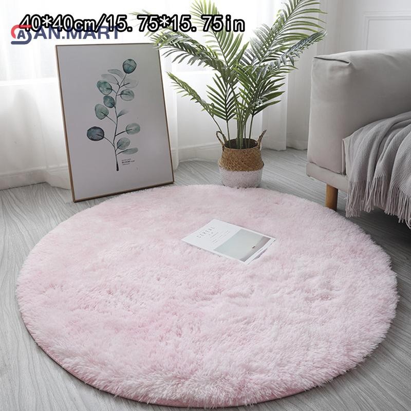 AN.MART Round Soft Faux Sheepskin Fur Area Rugs Washable Wool Bedside Rugs AM