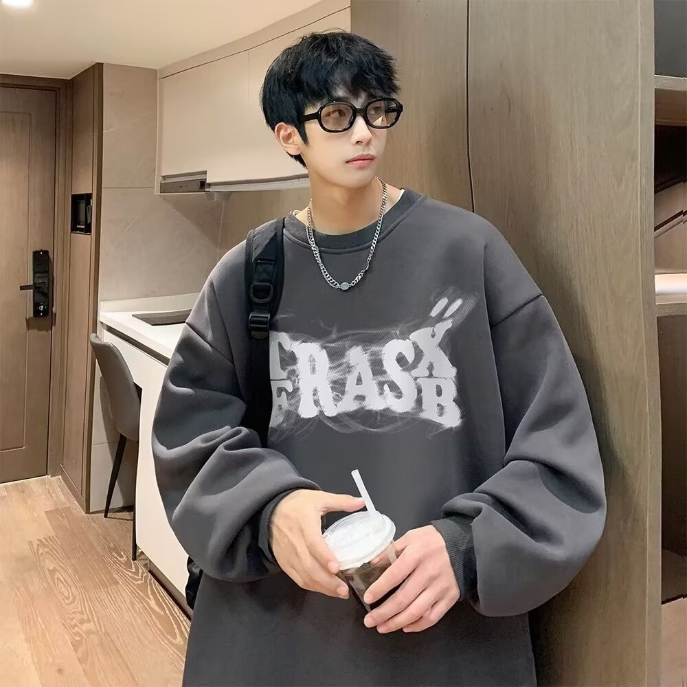 COD 2025 Heavyweight Crew Neck Jimo Sweatshirt Men Spring Autumn 2024 New American Retro Couple Tren