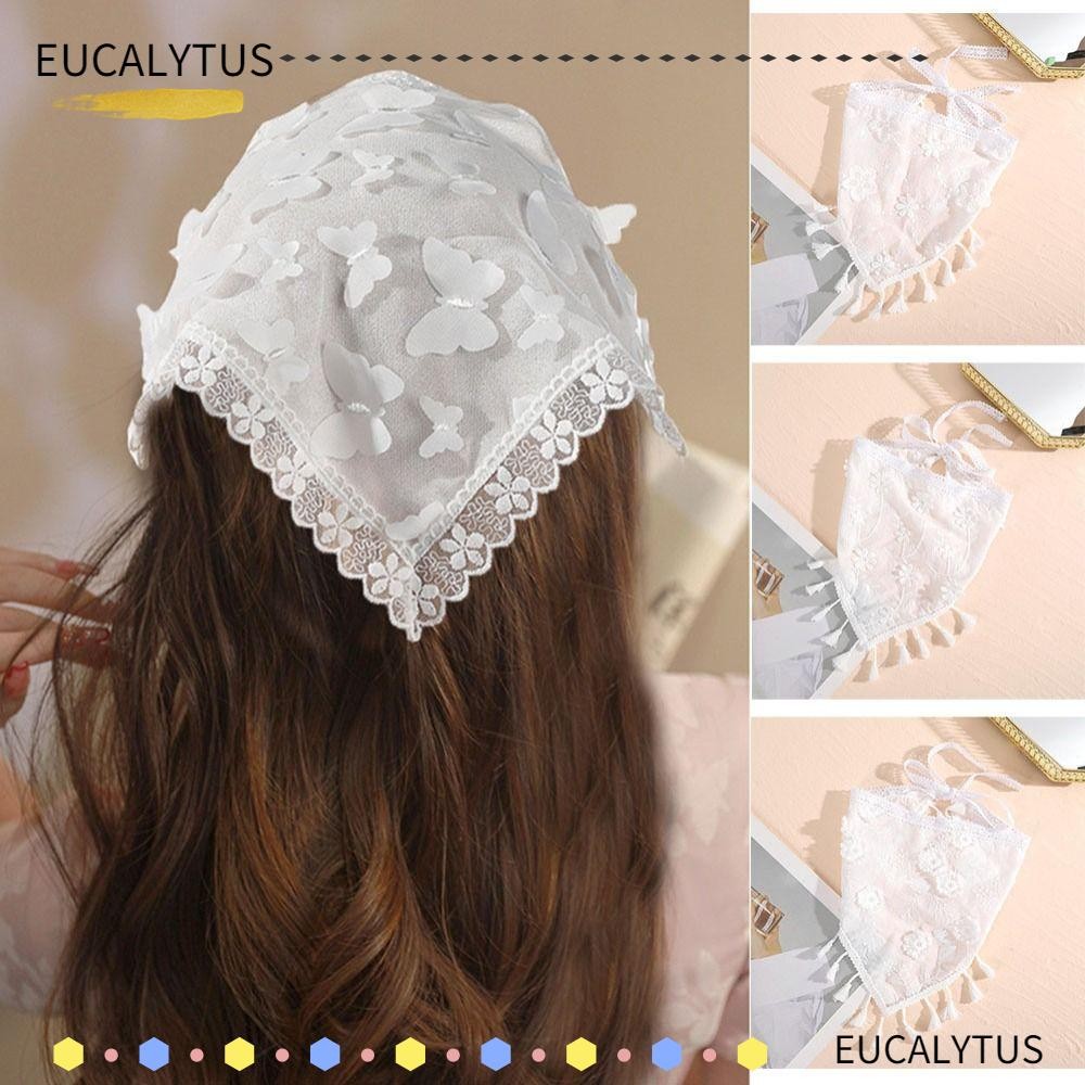 EUCALYTUSTH Wrap Scarf, Cloth White Lace Triangle Hair Head Scarf