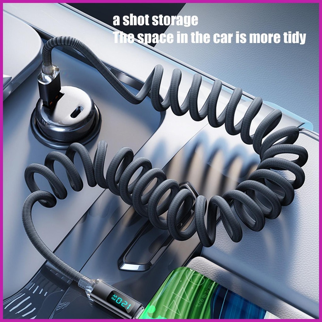 สายชาร์จ Type C 120W ฤดูใบไม้ผลิสายชาร์จดิจิตอลจอแสดงผล Charger สายไฟ 3 Ft สําหรับ University Travel