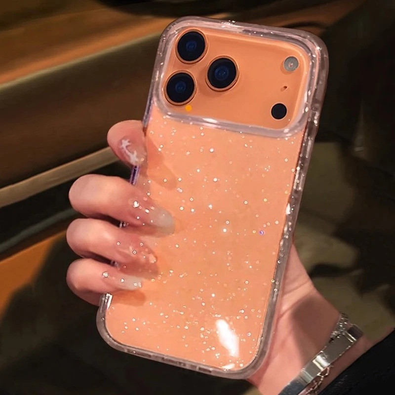 แฟชั่นหรูหราBling Glitterเคสโทรศัพท์ใสสําหรับiPhone 17 AIR 16 15 14 13 12 11 Pro Max X XR XS Max 7 8 Plus SE2 กันกระแทกโปร่งใสเงาปก