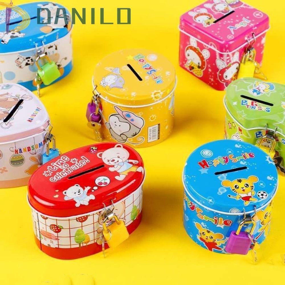 Danillo Tinplate Piggy Bank, ที่มีการล็อคและกุญแจความจุสูงกล่องออมทรัพย์เหรียญ, การ์ตูนอเนกประสงค์พิมพ์ออกแบบศิลปะเหล็กเด็กน่ารักกล่องเก็บโถ