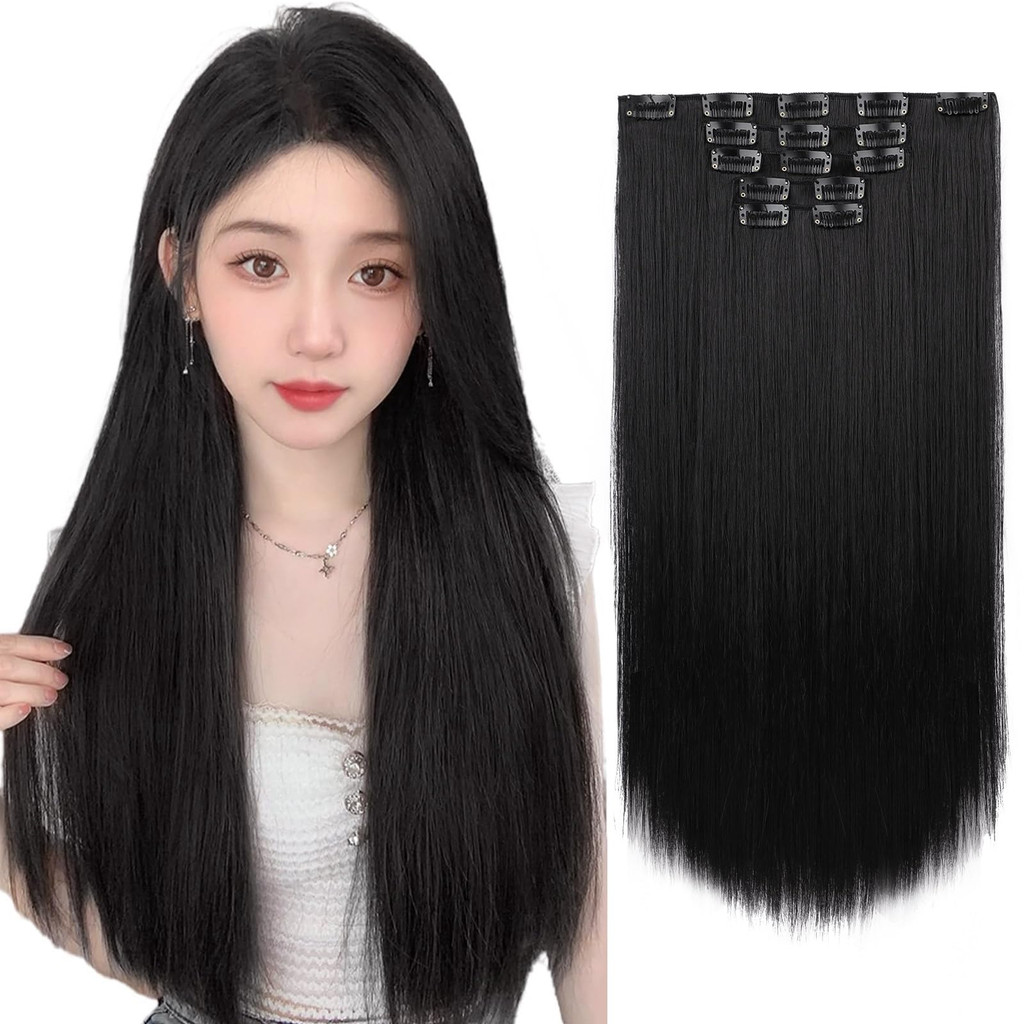 Vellis ปีกผมยาวสีดำ 50 ซม. ชุด 5 ชิ้นแบบหนีบสำหรับผู้หญิง