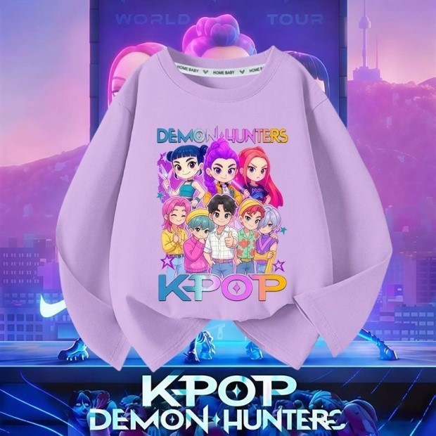 hoodies เด็ก ลาย Kpop Demon Hunters 2D เสื้อแขนยาว