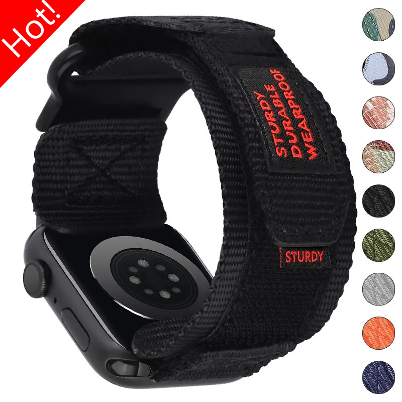 สายไนล่อนห่วงสําหรับ Apple Watch 3/2/1 49 มม. และ 11/10/9/8/7/6/5/4 46/45/44/42/41 มม. รองรับ