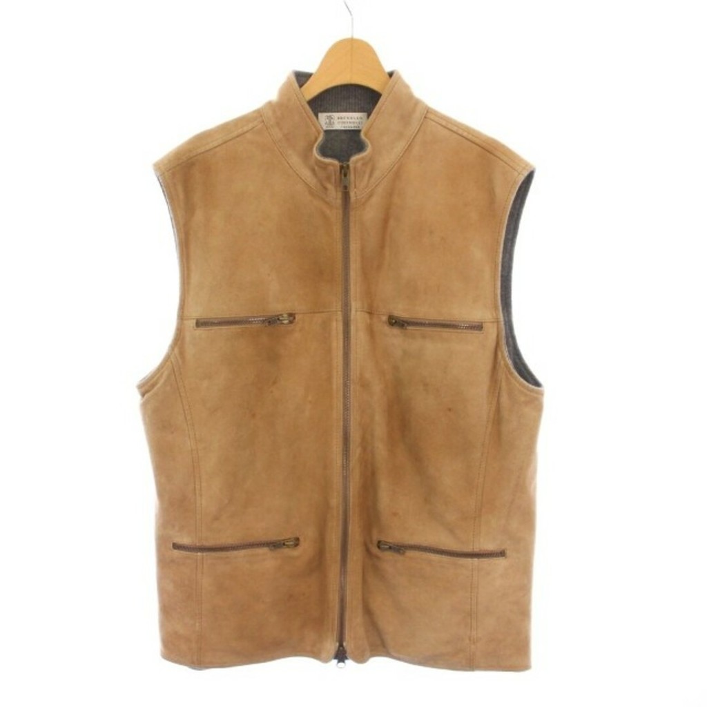 Brunello Cucinelli Vest suede beige Direct from Japan Secondhand