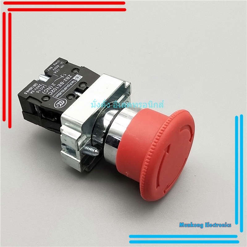 จากไทย ฟรีจัดส่ง👍จุดเงินZB2-BE102Cสวิทช์ปุ่มหยุดฉุกเฉินXB2-BS542หัวเห็ดล็อคตัวเองสีแดงหนึ่งปิด ของแท
