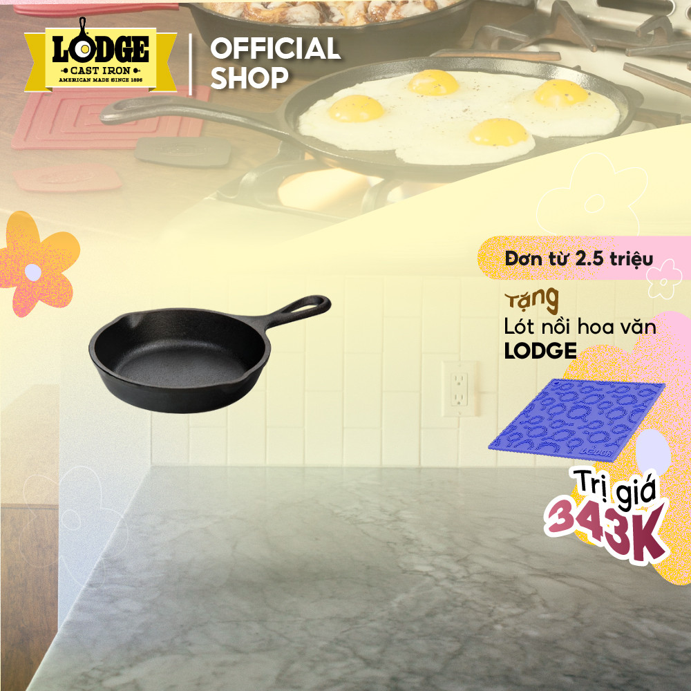 Lodge กระทะเหล็กหล่อ made in US หลายขนาด สําหรับใช้กับเตาทุกประเภท 12.7cm