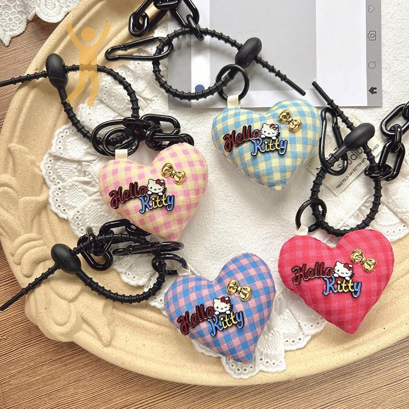 Good Sanrio Hello Kitty ของเล่นพวงกุญแจผ้า Love ตุ๊กตาตุ๊กตาจี้กระเป๋าเป้สะพายหลังกระเป๋าตกแต่งของขว