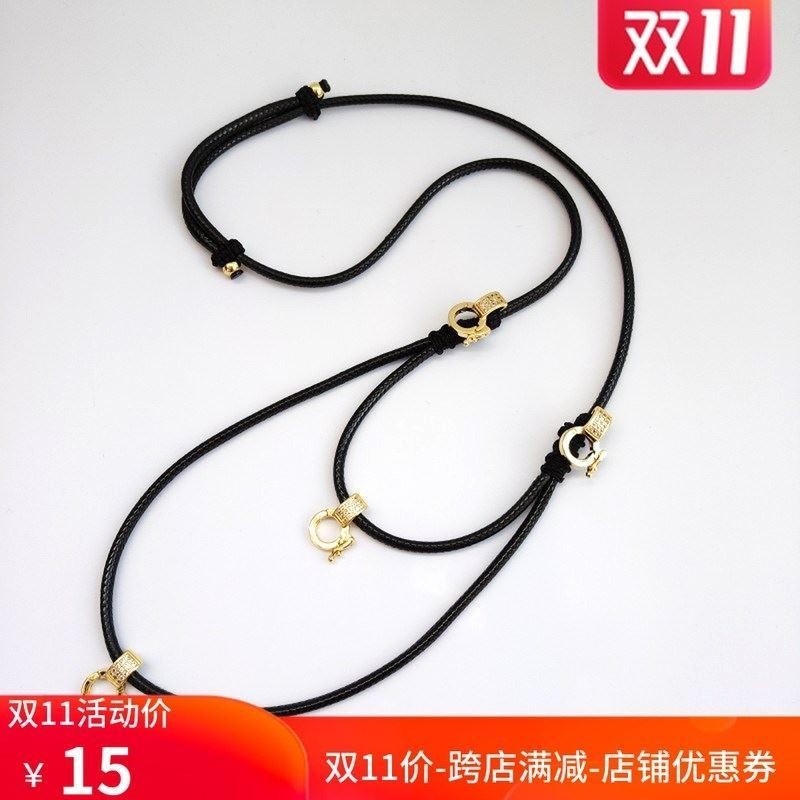 T Thailand Amulet Chain Multi-Hanging Amulet Special Wax Leather Rope Necklace Pendant Rope Double-H
