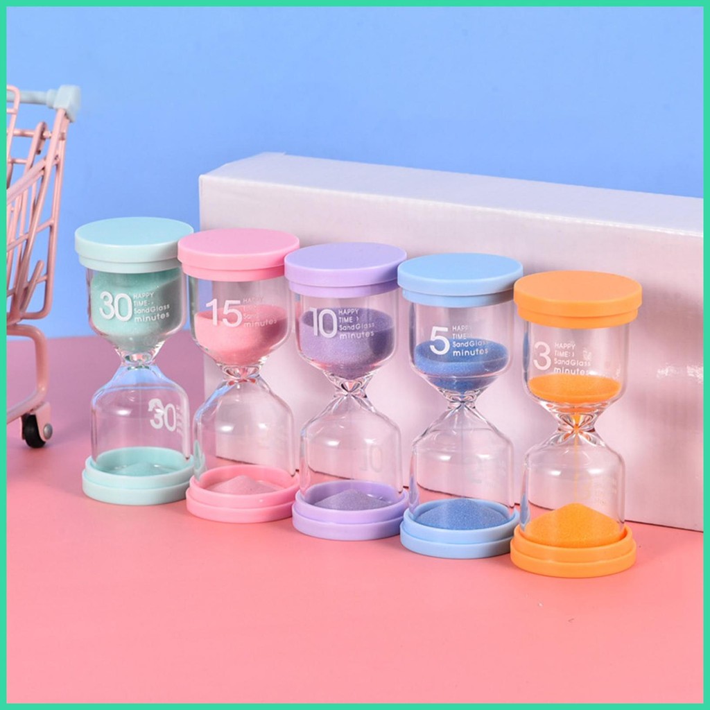 ชั่วโมงแก้วทราย 3 Min/5 Min/10 Min/15 Min/30 Min นาฬิกาทรายสีสันสดใสชุดนาฬิกาทราย 5 ทราย sonlekvn