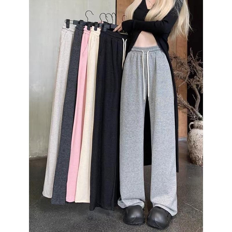 จัดส่งจากกรุงเทพฯ กางเกงลำลอง กางเกงขายาวผู้หญิง กางเกงเอวสูง กางเกงเดรปธรรมชาติ สีเทา กางเกงทรงตรงอเนกประสงค์