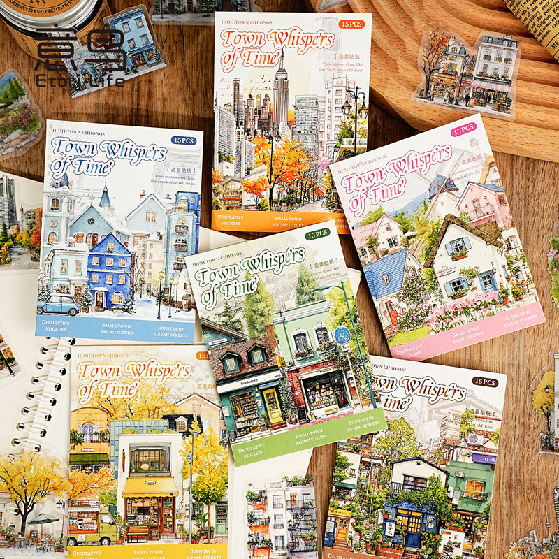 Courtyard Sticker Pack Town Time Series PET ภูมิทัศน์คู่มือ DIY สติ๊กเกอร์ตกแต่ง