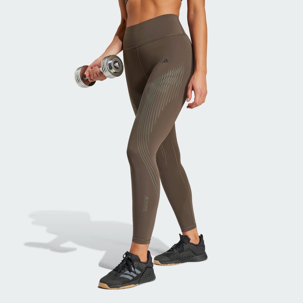 adidas Gym & Training กางเกงเลกกิ้งเจ็ดส่วน Optimé PrimeLift ผู้หญิง สีเขียว IX0228