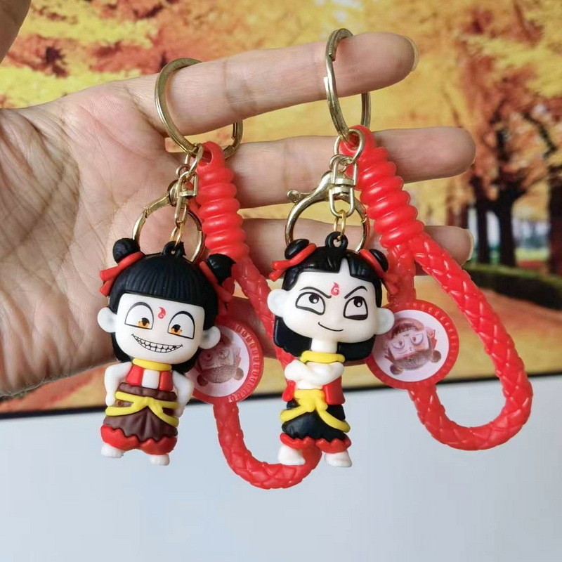 สร้อยกุญแจ PVC Nezha สร้างสรรค์, จี้กระเป๋าเป้ตุ๊กตา Ao Bing