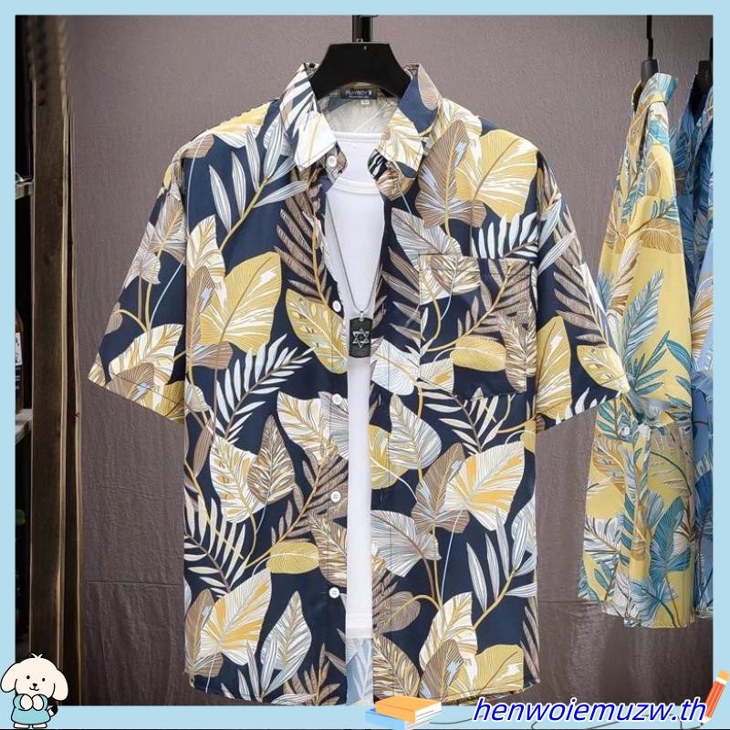 Eashion พร้อมส่ง Cod เสื้อเชิ้ตแฟชั่น ลายดอกไม้ สไตล์เกาหลี ฤดูร้อน สําหรับผู้ชาย Ml Xl 2XL 3XL ผ้าน