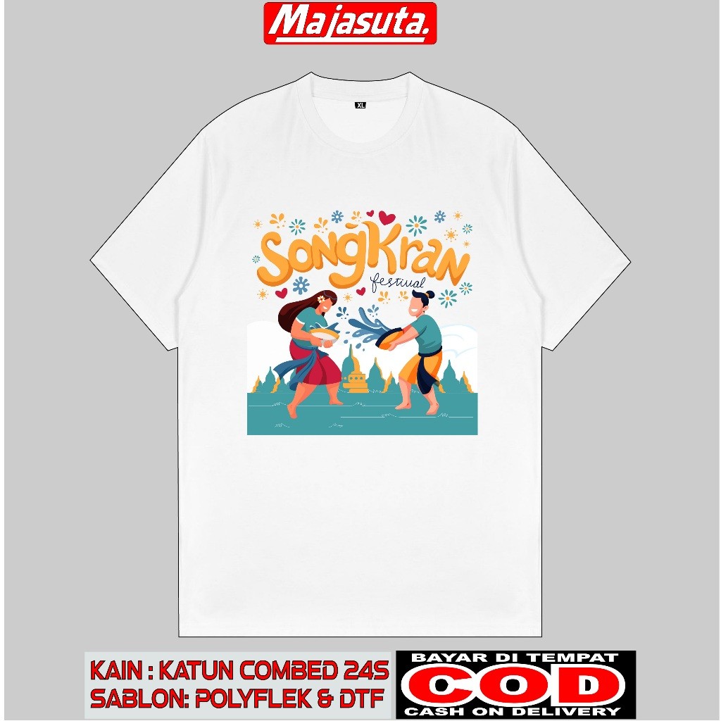 เสื้อยืด THAILAND SOUVENIR D7.SONGKRAN FESTIVAL THAILAND COTTON COMBED 24S PREMIUM THICK & SMOOTH