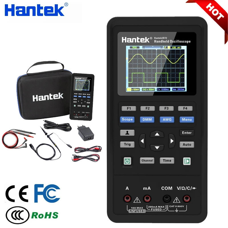 Hantek 2D72 2C42 2D42 2C72 Handheld Oscilloscope Digital Multimeter Tester Usb Waveform Generator 3i
