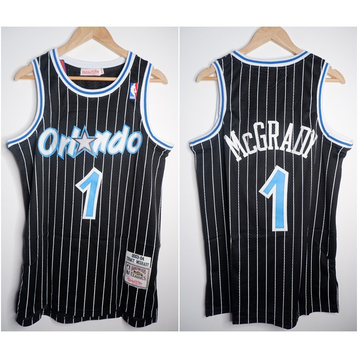 NBA CLASSIC HWC ORLANDO 1 TRACY MCGRADY BLACK STRIPED MITCHELL&NESS BASKETBALL JERSEY
