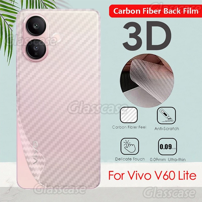 สําหรับ Vivo V60/V60 Lite/V70/V70 Elite/V70Fe กันลื่น คาร์บอนไฟเบอร์ 3D ฟิล์มกันรอยด้านหลัง ไม่กระจกนิรภัย