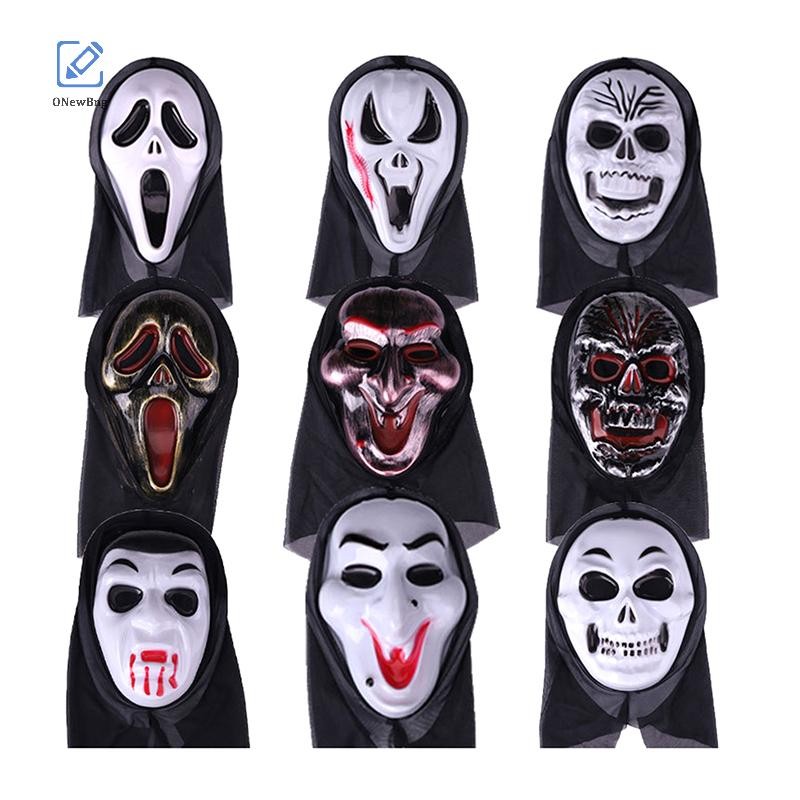 ONew ภาพยนตร์ที่สมจริงน่ากลัว Ghost หน้ากากฮาโลวีน Creepy Devil หน้ากาก Stick ลิ้นออกหมวกกันน็อกสยอง