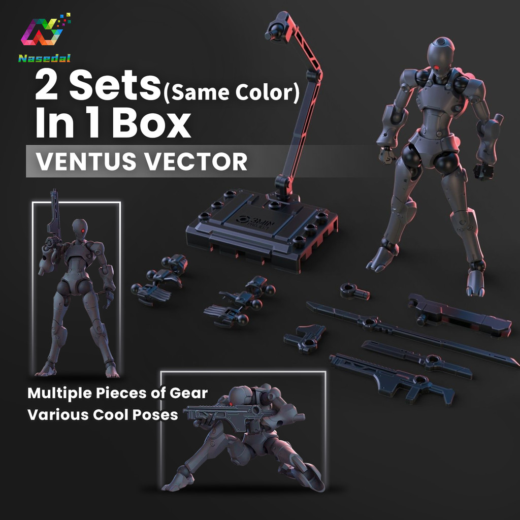 Sheik แผ่นดินใหญ่ 1/144 3MIN-A Series Assault Heterogen Model Kit - 2 ชุด (สีเดียวกัน) ใน 1 กล่อง Buildable Sci-fi Army Figures สําหรับ Troop Display & Collection