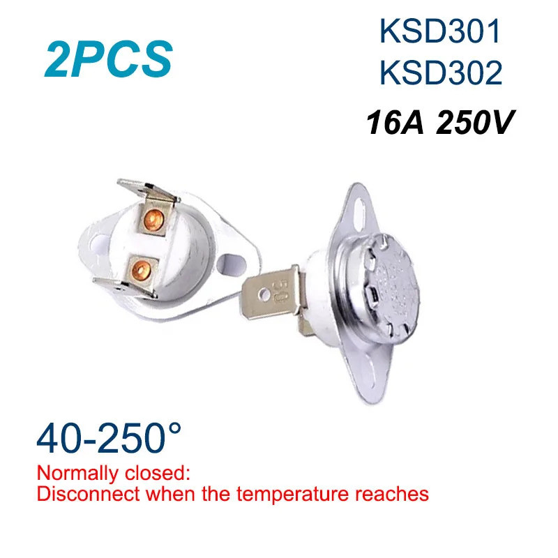 เครื่องควบคุมอุณหภูมิ KSD301 KSD302 40-250 องศา สวิตช์ควบคุมเซรามิก ปกติปิด 250V 16A