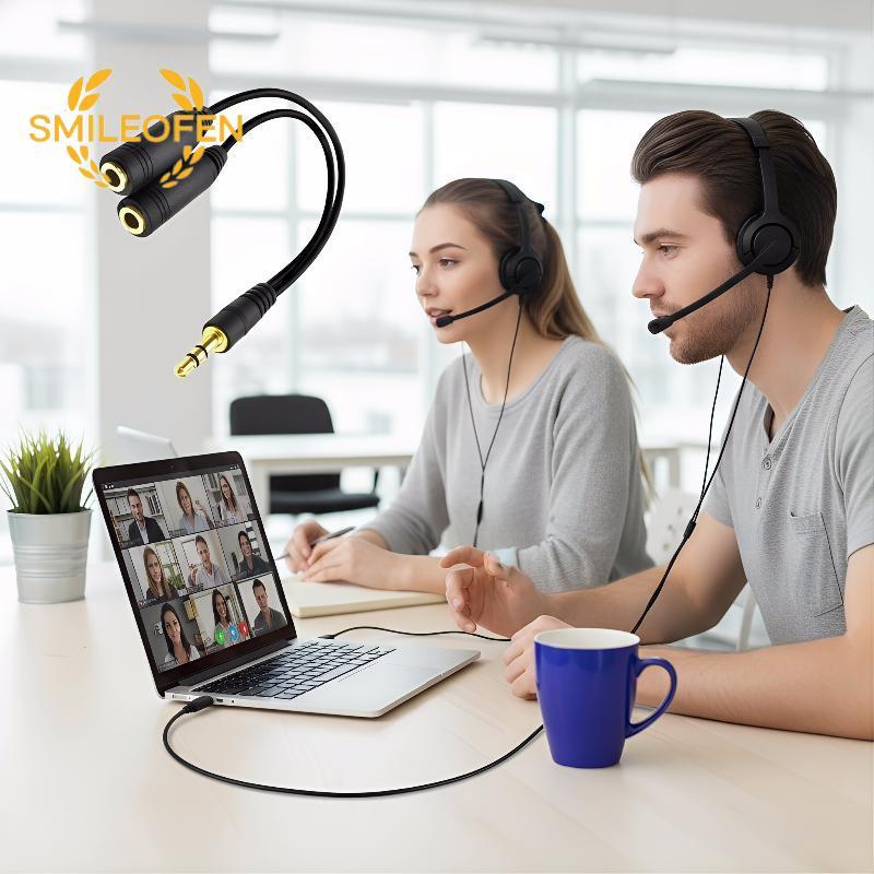[Smileofen] Y Splitter สายสัญญาณเสียง 3.5 มม. 1 ชายกับหญิงคู่ Ja หูฟังอะแดปเตอร์สําหรับ Qui Music Sh