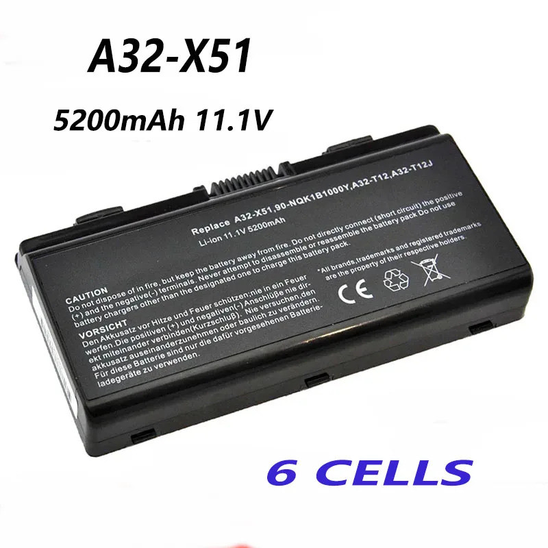 A32-X51 A32-T12 A32-XT12 5200mAh 11.1V แบตเตอรี่แล็ปท็อปสําหรับ Asus X51C X51H X51L X51R X51RL X58 X