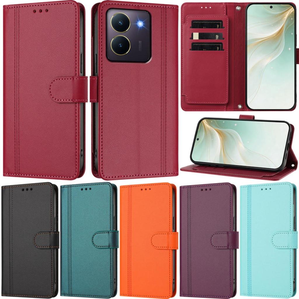 หนังกระเป๋าสตางค์ Multi Card Slot สําหรับ Vivo Y27 5G Y52 5G Y76 Y76s Y27 4G Y02 4G Y20 Y17 Y15 Y12 