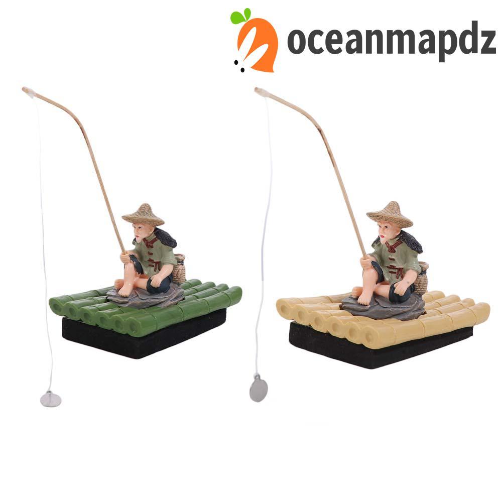 OCEANMAPDZ ตุ๊กตาชาวประมง, Miniature ที่สมจริง Aquarium Decor, Creative Auto-Floating เรซิ่น Handmade Fish Tank ตกแต่งถังปลาภูมิทัศน์