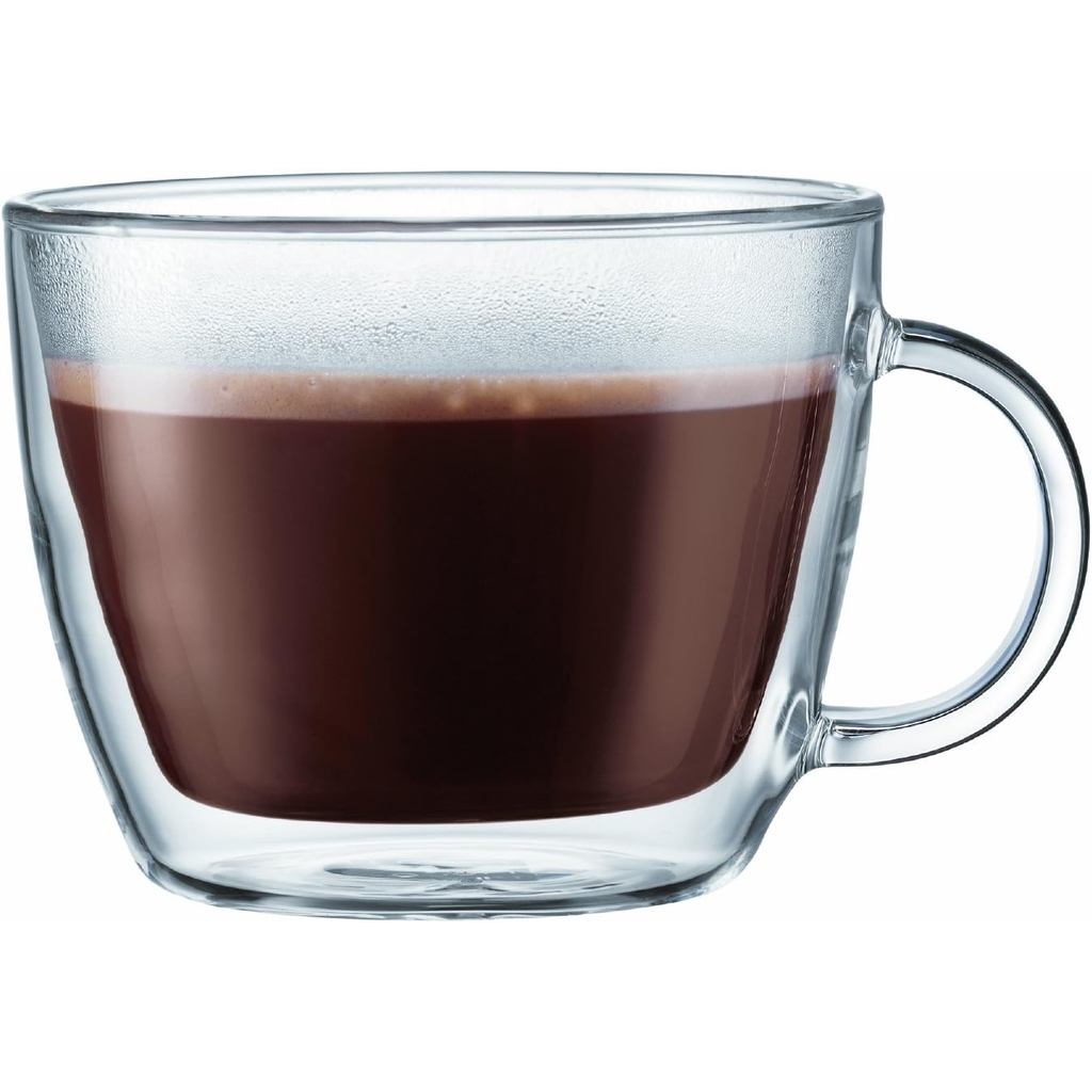 Bodum Bistro แก้วฉนวนติดผนังสองชั้น แก้วกาแฟลาเต้ ชุด 450 มล. 2 Z6KT