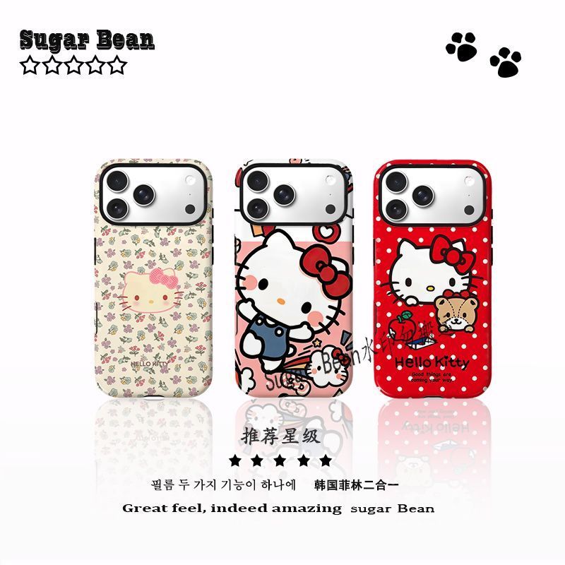 เคสโทรศัพท์เหมาะสําหรับiPhone 7 8 X XS XR XSMAX 11 12 13 14 15 16 17 Pro max Plus Air Frosted Polka Dotดอกไม้KT Cat Shock-proofป้องกันกรณีรวมทุกอย่างกรณีWVDI