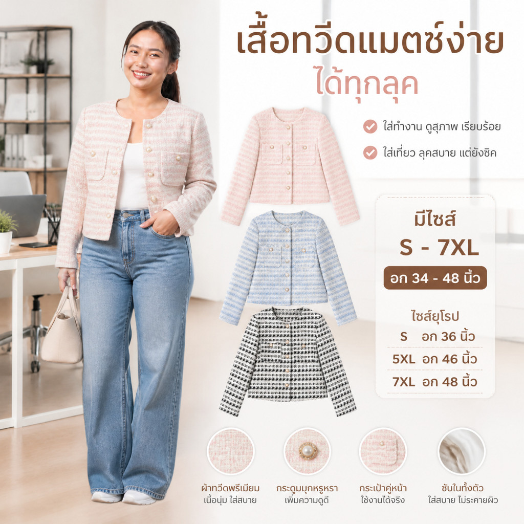 พร้อมส่ง  เสื้อไหมพรมแขนยาว ผ้าทวิต  กระเป๋า2ข้าง สุดน่ารัก