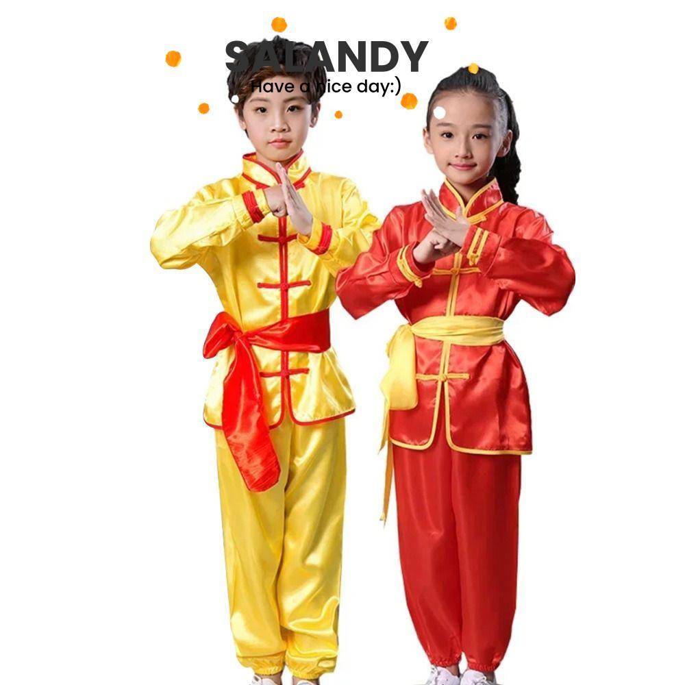 SALAND Kungfu Uniform, จีนแบบดั้งเดิม Wushu Performance Wushu เครื่องแต่งกาย, แฟชั่นพร้อมเข็มขัดแขนย