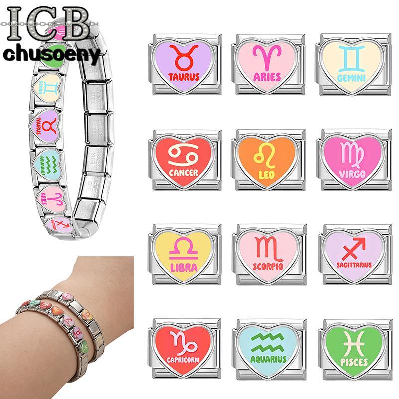 ICB Love Series Constellation Elements Italian Charm Modular Bracelet Titanium Steel Stamping Couple DIY Bracelet Accessories