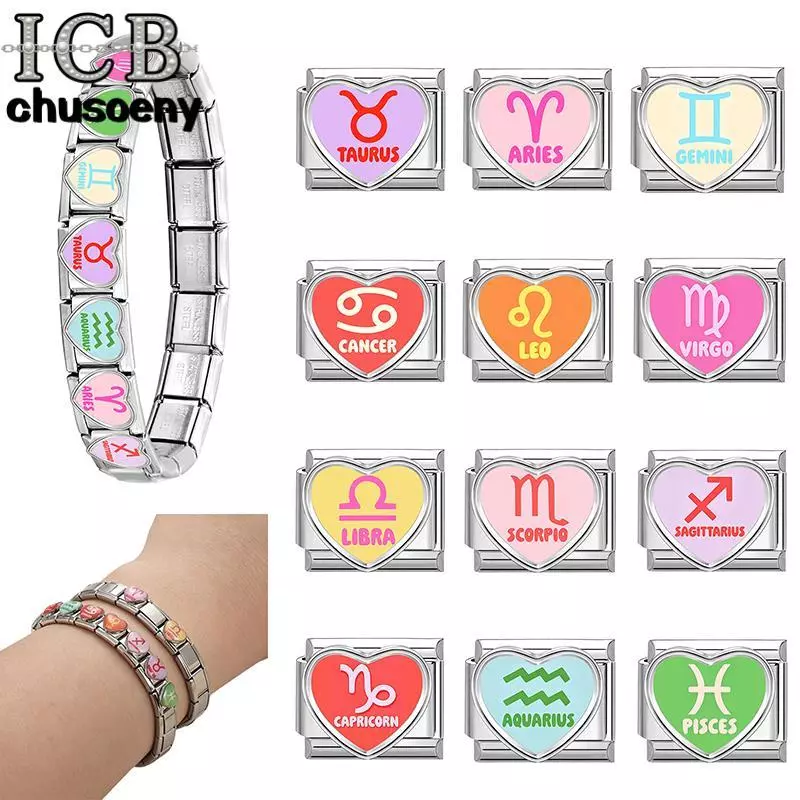 ICB Love Series Constellation Elements Italian Charm Modular Bracelet Titanium Steel Stamping Couple DIY Bracelet Accessories