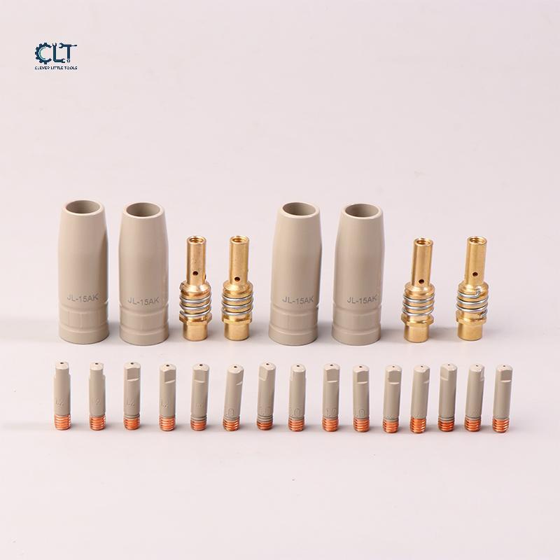 Kamembetbg 9 ชิ้น 0.8/1.0/1.2 มิลลิเมตร MIG ไฟฉายหัวฉีดแก๊ส Tip Holder ชิ้นส่วนป้องกัน 15AK ไฟฉายเชื่อมใหม่เคลือบป้องกันหัวฉีด TH