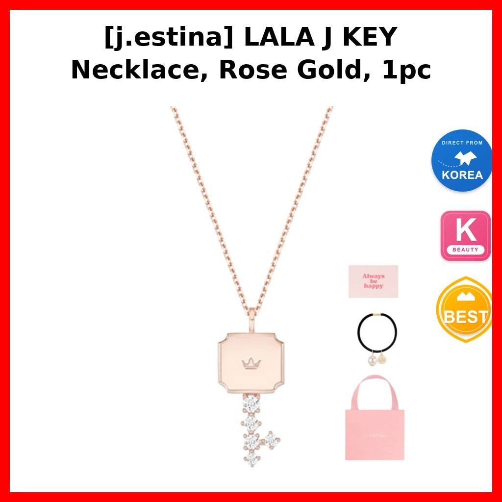 กระเป๋าและอุปกรณ์ [j.estina] LALA J KEY Necklace, Rose Gold, 1pc / สร้อยคอเกาหลี / ดีไซน์ Rose Gold 