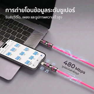 240W สายชาร์จ 4-in-1 ชาร์จเร็ว Type C to Lightning มีไฟแสดงสถานะ RGB ทนทาน สำหรับมือถือ iPhone17 iPad NWELER