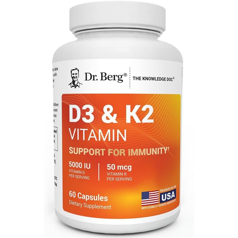 Dr. Berg Maximum Strength 2-in-1 Vitamin D3 K2 5,000 IU | Naturally Derived D3 | 4X Lab-Tested & Ver