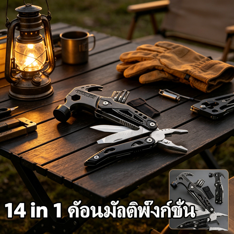 ค้อนคีมจับอเนกประสงค์ MULTI FUNCTION TOOL คุณภาพพรีเมียม แข็งแรงทนทาน แถมกระเป๋าเก็บเครื่องมือ