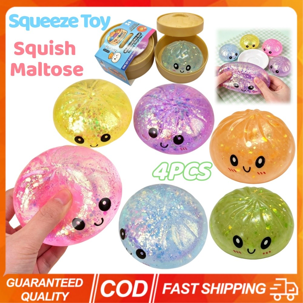 4PCS Glitter Dumpling Squeeze Ball Fidget Squishy Maltose Dough Ball นุ่มช้า Rebound Decompression Fidget ของเล่นสนุกสร้างสรรค์ของขวัญ