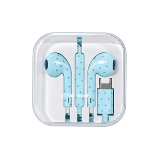 Y2K Trend Star Pattern Wired Earbuds อุปกรณ์เสริมโทรศัพท์น่ารัก In ear อินเทอร์เฟซ Type-C พร้อมรีโมทคอนโทรลลายดาว แบบพกพา น่ารัก และสีสันสดใส