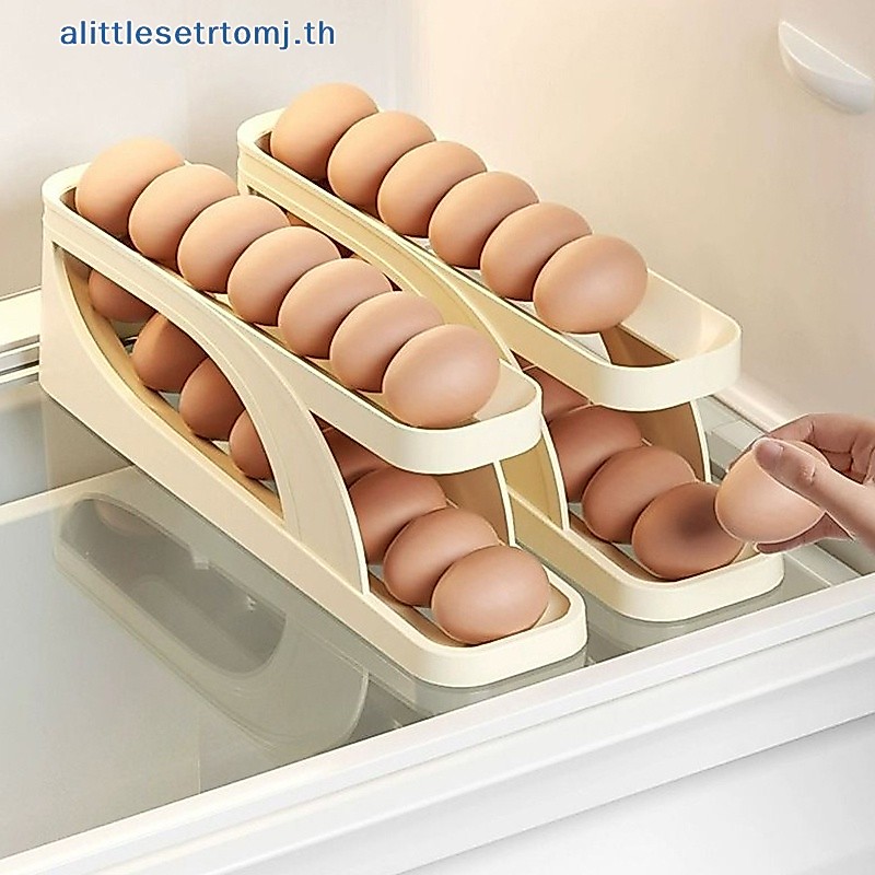 Alittlese ตะกร้าเก็บไข่ แบบเลื่อนอัตโนมัติ สําหรับตู้เย็น ห้องครัว