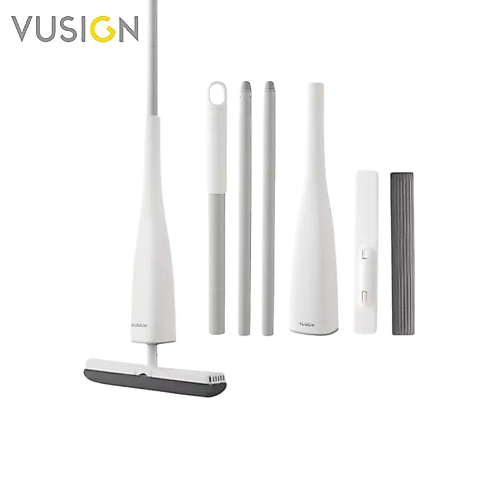 Vusign ไม้ถูพื้นแบบรีดน้ำ ไม้ถูพื้น พับเก็บได้ หัวแบบฟองน้ำ เข้าได้ทุกซอกมุม ซับน้ำดี Flat Mop