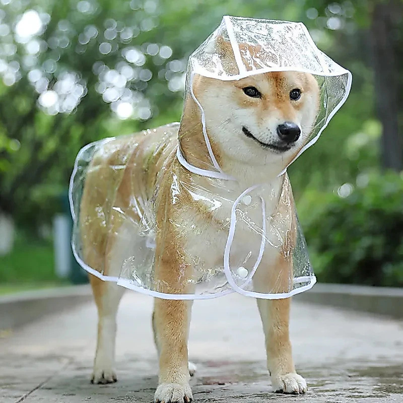 เสื้อกันฝนโปร่งใสสัตว์เลี้ยง มีฮู้ด กันน้ํา PVC นุ่ม สําหรับสุนัขขนาดเล็ก พร้อมแจ็คเก็ต