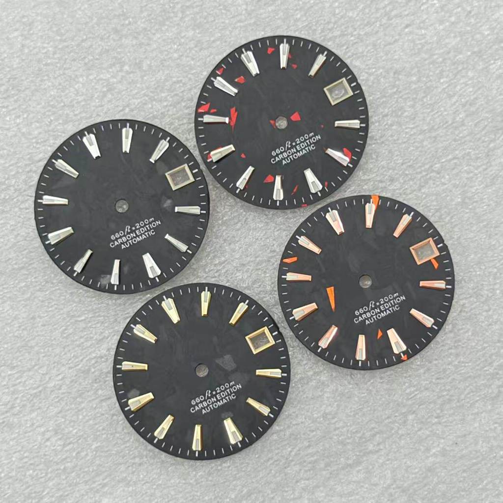 [Dial Accessories 5] NH35 Dial คาร์บอนไฟเบอร์ Dial เส้นผ่านศูนย์กลาง 28.5 มม.สีเขียว Luminous เหมาะส
