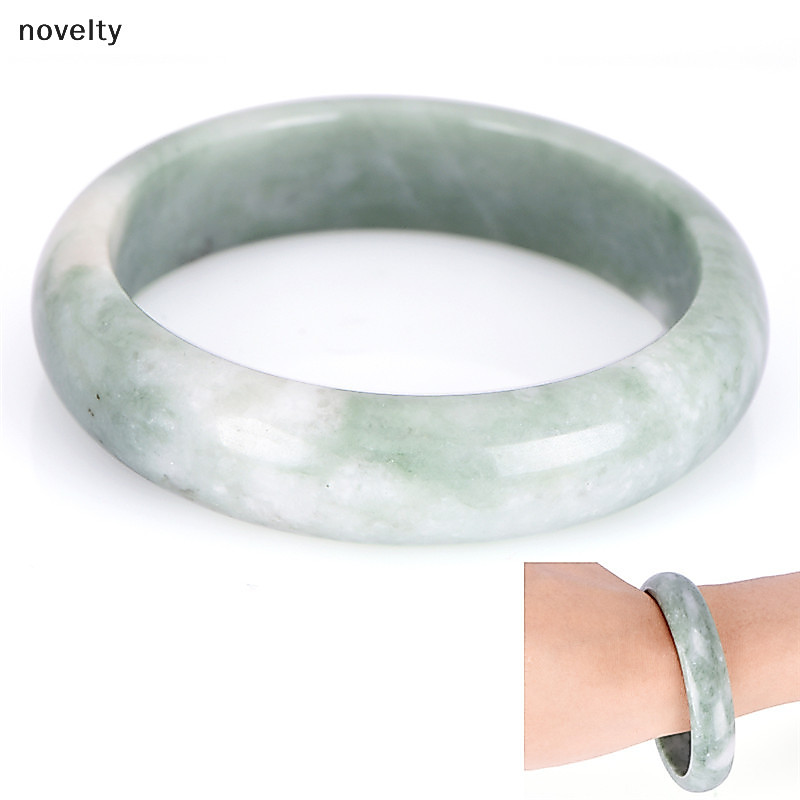 Nly Elegant ของแท ้ ธรรมชาติสีเขียวหยกอัญมณีกําไลข ้ อมือสร ้ อยข ้ อมือเครื ่ องประดับทําด ้ วยมือแฟชั ่ น N