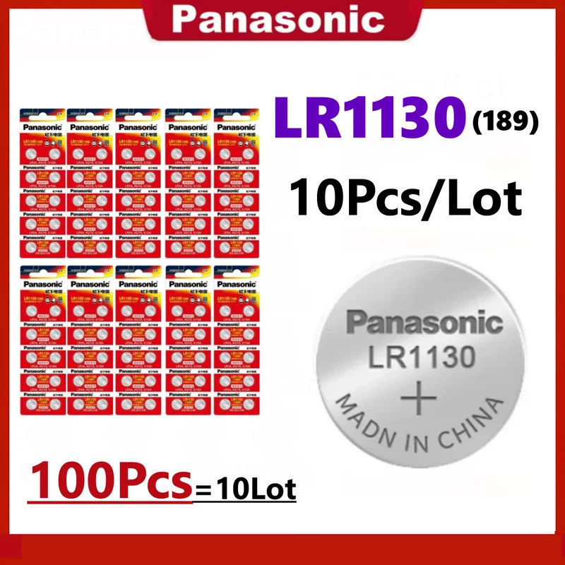 100pcs Original Panasonic 189 LR1130 AG10 SR1130 389 V10GA LR54 SR54 อัลคาไลน์ปุ่มแบตเตอรี่สําหรับนา